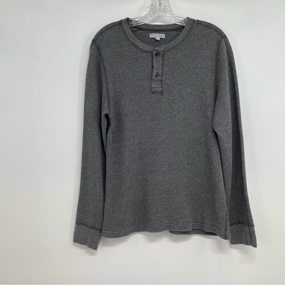 Wallace & Barnes Thermal Shirt Mens Sz L Henley Knit Pullover Gray Cotton
